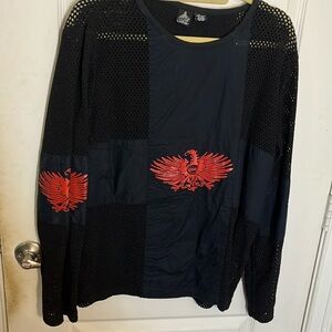 Men XL black mesh, cotton, long sleeve shirt